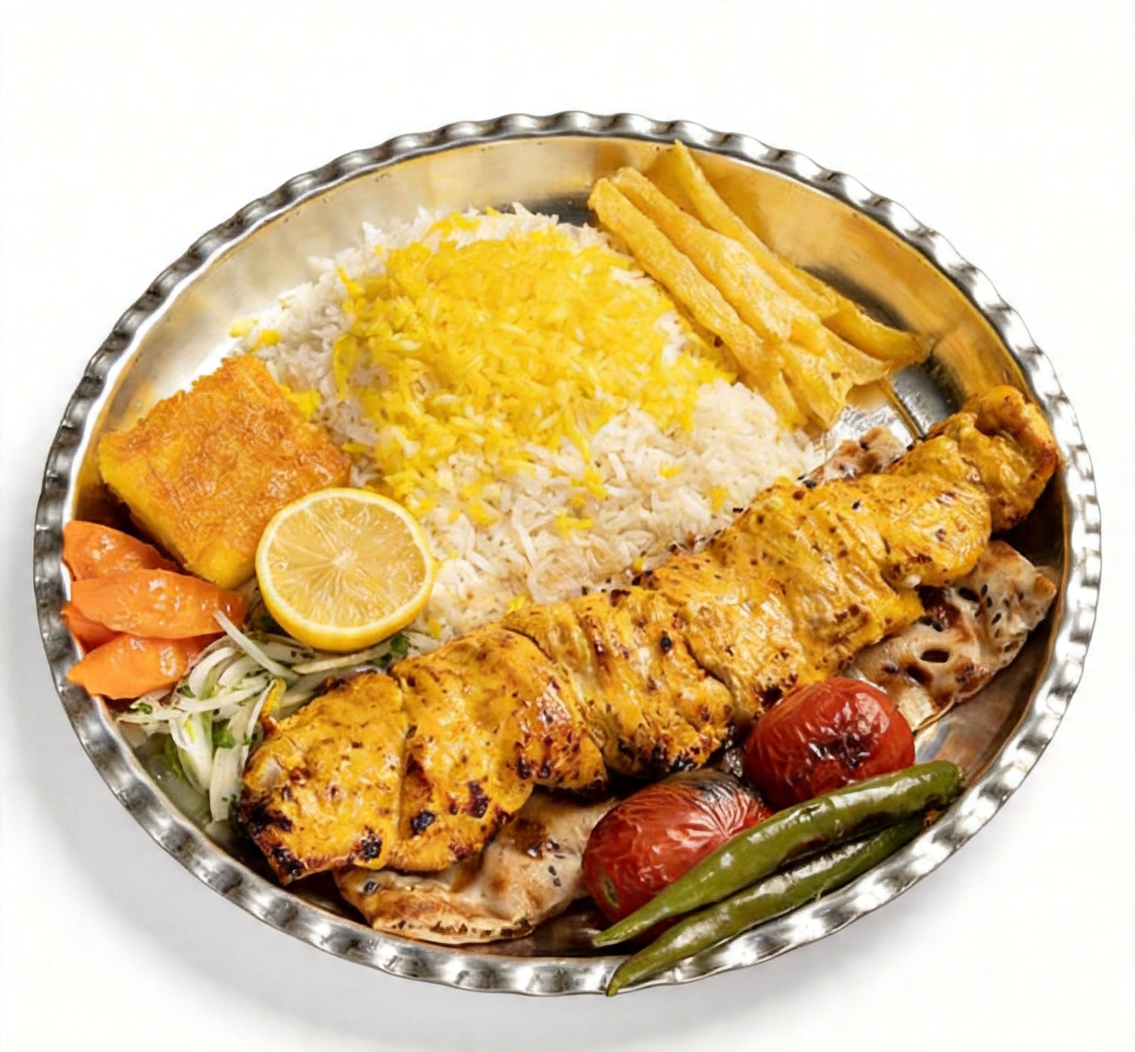 Chelo Joojeh Kebab (Chicken Kebab with Rice)