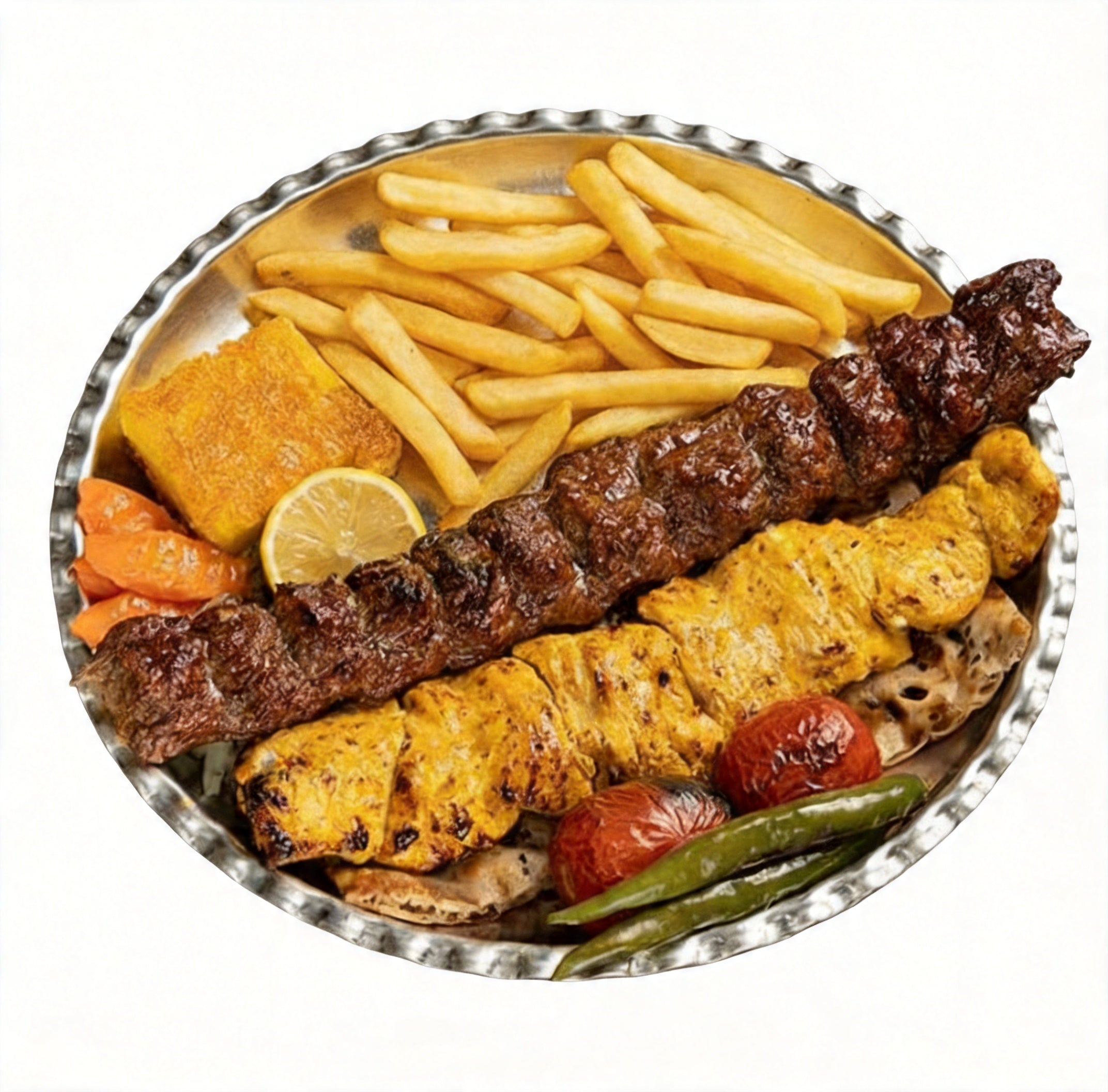 Vaziri Kebab without Rice (Mixed Of Minced Lamb and Chicken Kebabs With Sides)