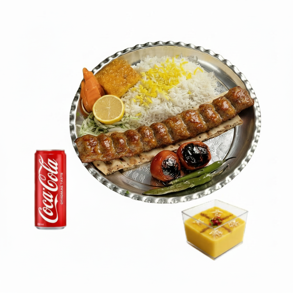 Chelo Koobideh (Minced Lamb Kebab with Rice) 1 Skewer Combo