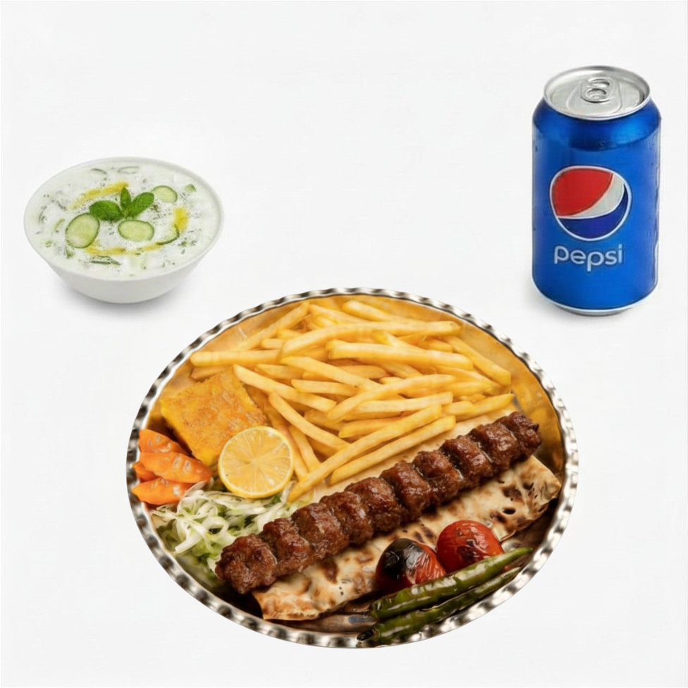 Koobideh Kebab without Rice (Minced Lamb Kebab with Sides) 1 Skewer Combo