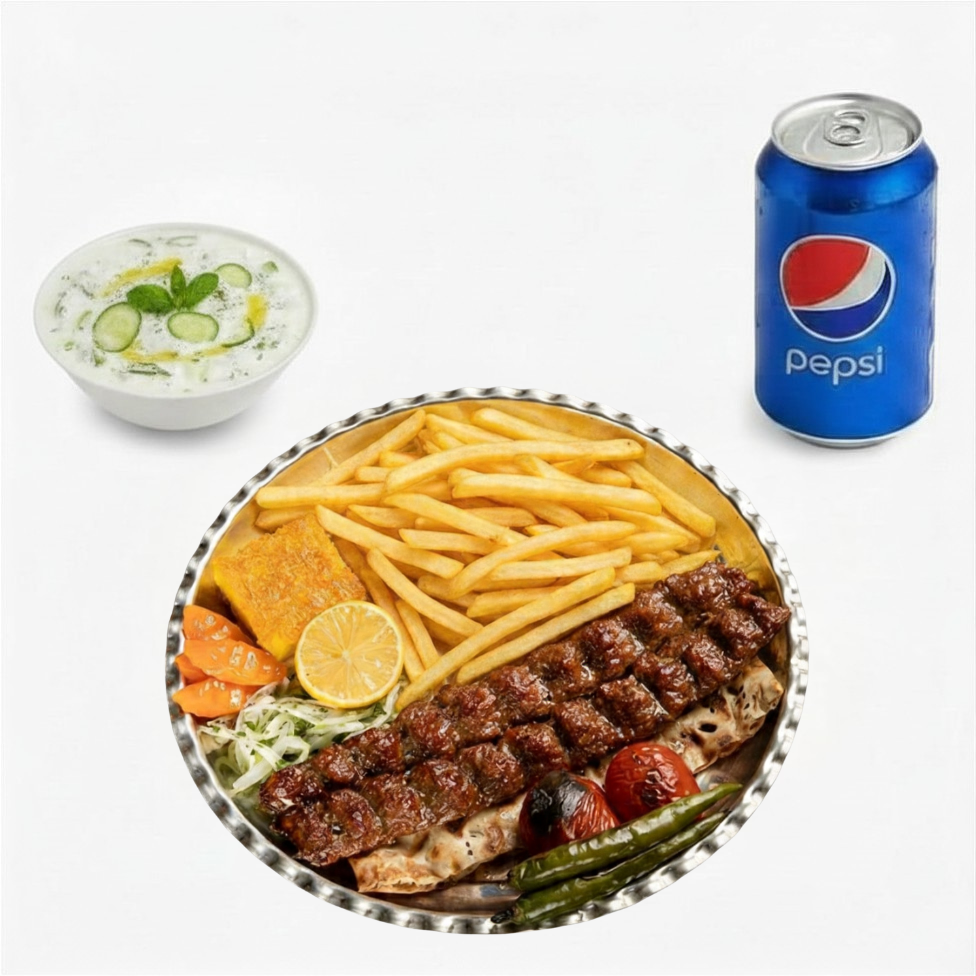 Koobideh without Rice (Minced Lamb Kebab with Sides) 2 Skewers Combo