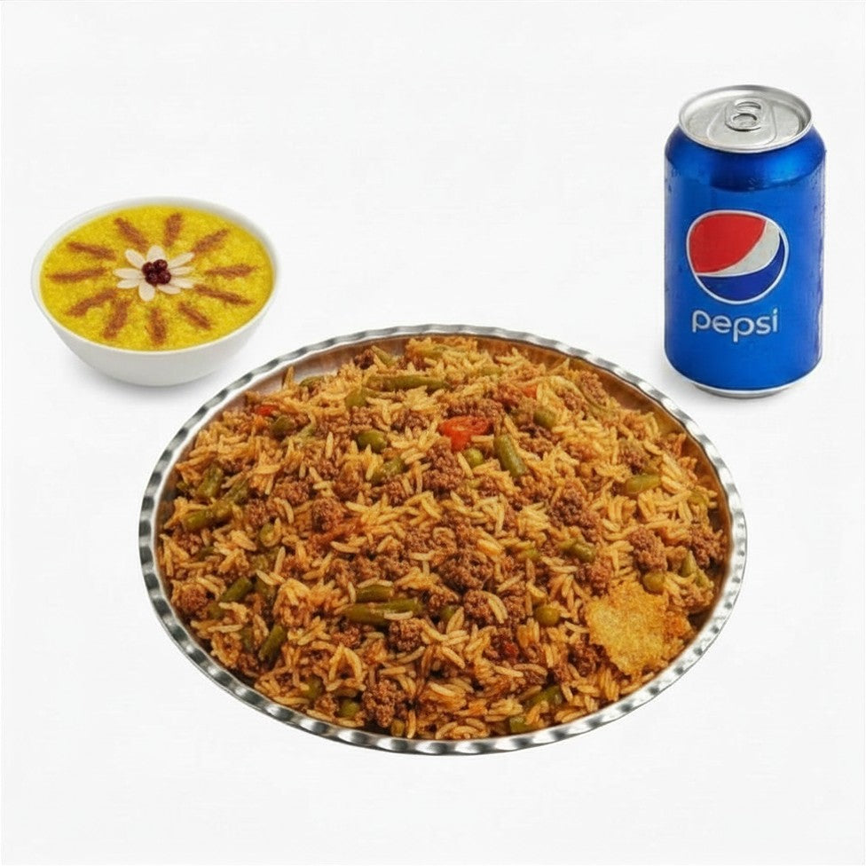 لوبيا پلو با گوشت چرخ كرده