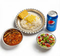 Gheymeh Bademjoon (Yellow Lentils Stew with Fried Eggplant and Rice) Combo